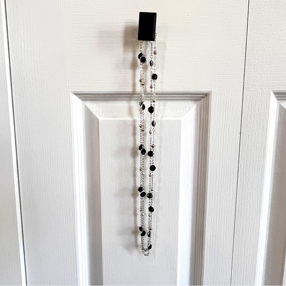 Alfani long silver tone and black necklace